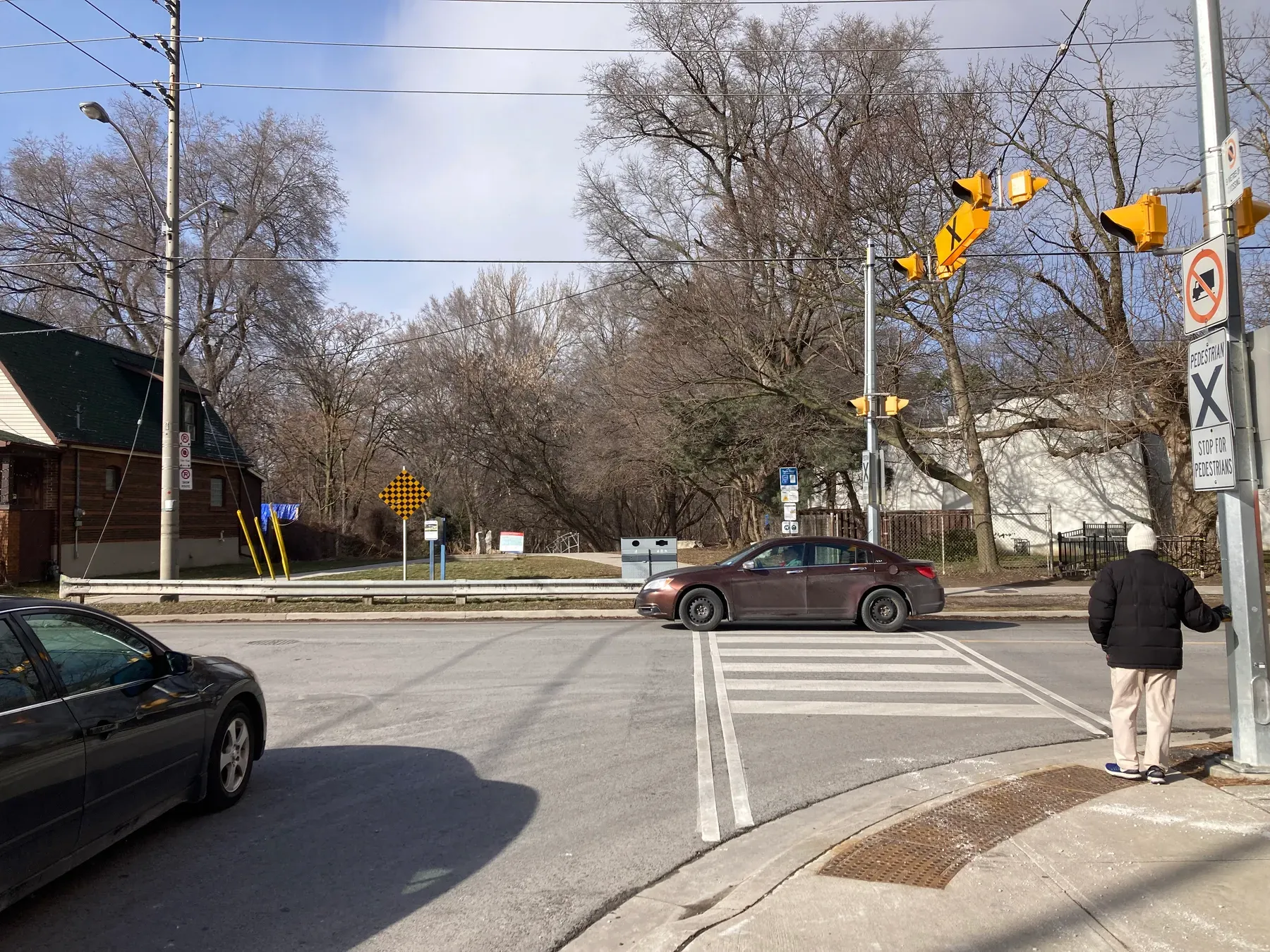 Field site at the entrance to Taylor Creek Park in Toronto, a forested urban stream valley used for stream sampling.